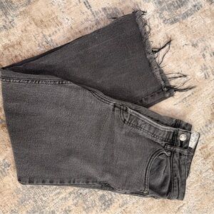 Free People Charcoal Frayed Hem Cropped Jeans